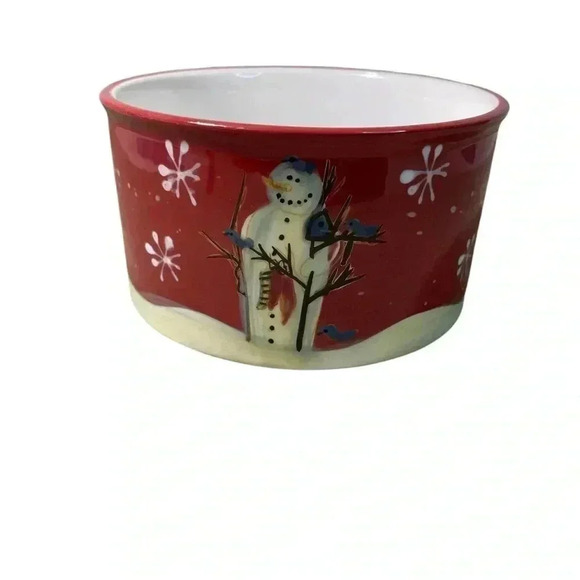 Snowman Christmas Dish Perfect for Dips, Nuts or Candy beautiful red - Picture 7 of 8